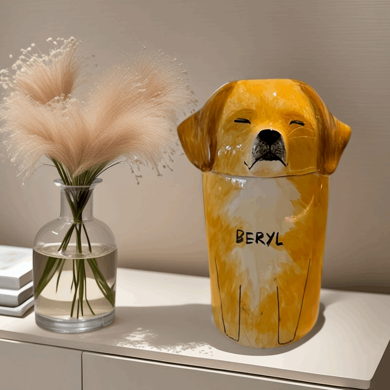 Custom-Made Hand-Painted Ceramic Pet Urns | Unique Memorial Keepsake for Dogs