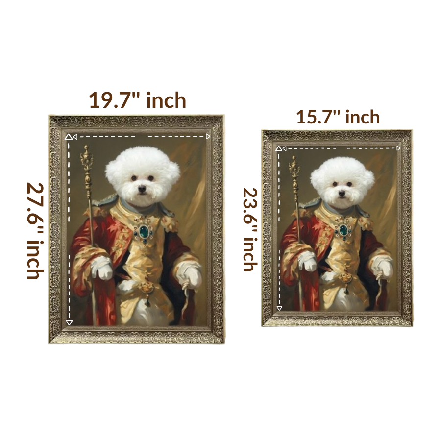 Custom Vintage Pet Portrait in Ornate Carved Frame Canvas Print